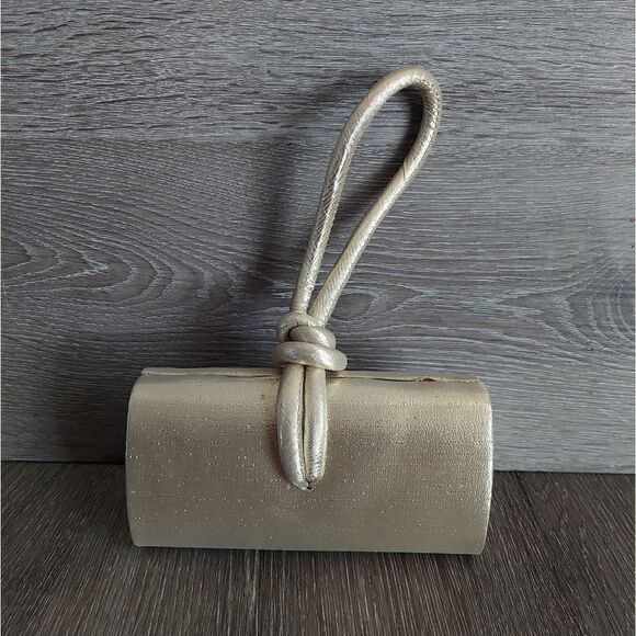 Vintage Daniel Ames Gold Shimmer Grab Bag Knot Handle Clutch Wristlet Bag - Picture 1 of 9
